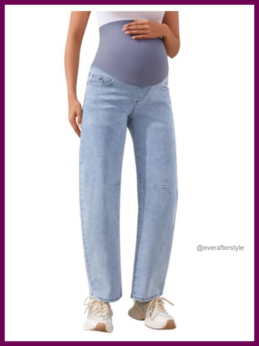 Maternity Barrel Jeans Over Belly Stretch Denim Pregnancy Pants